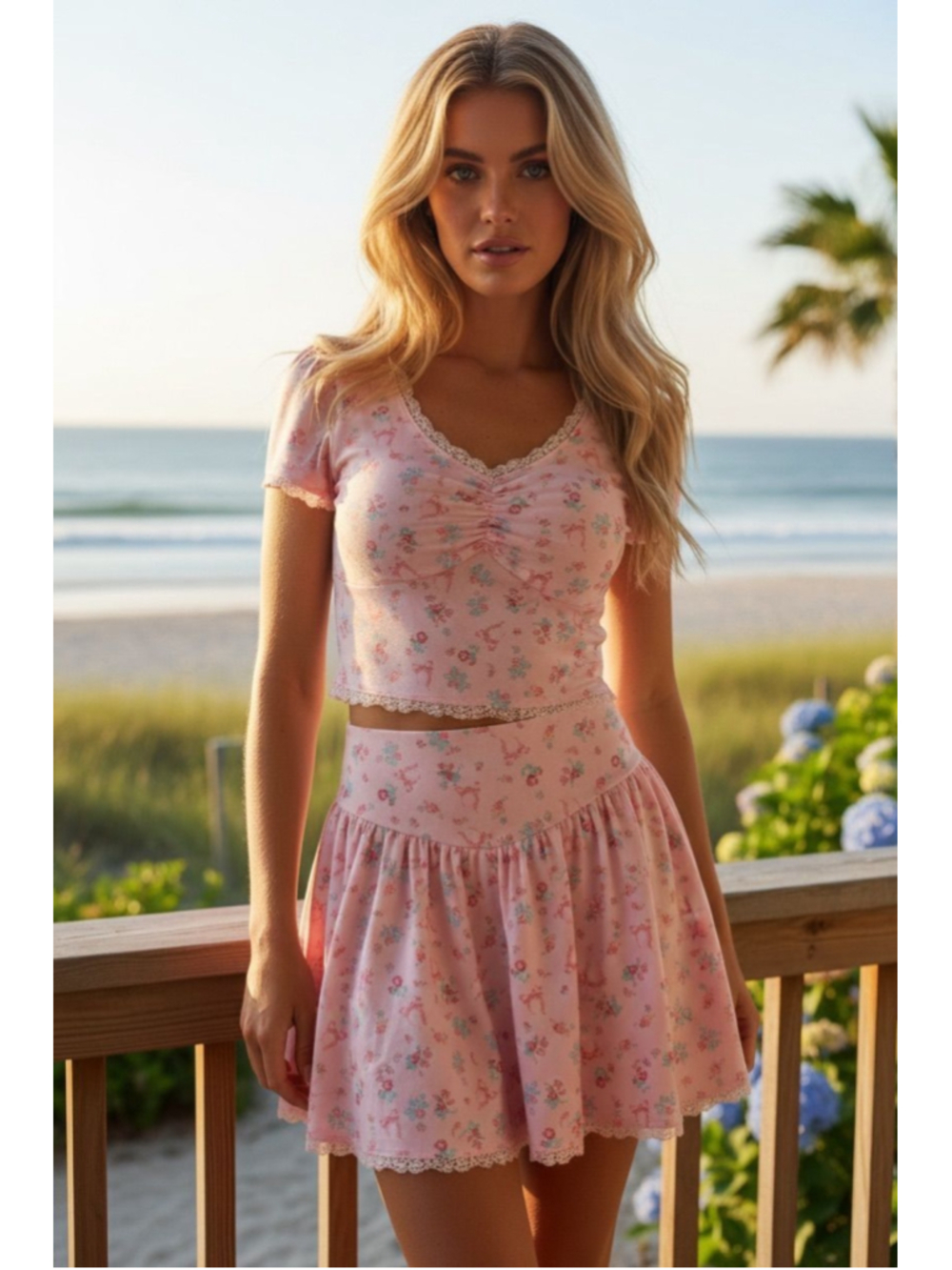 64.) RareRaw | Large| Lila Garden Skort Set w/padding on top|$85MSRP